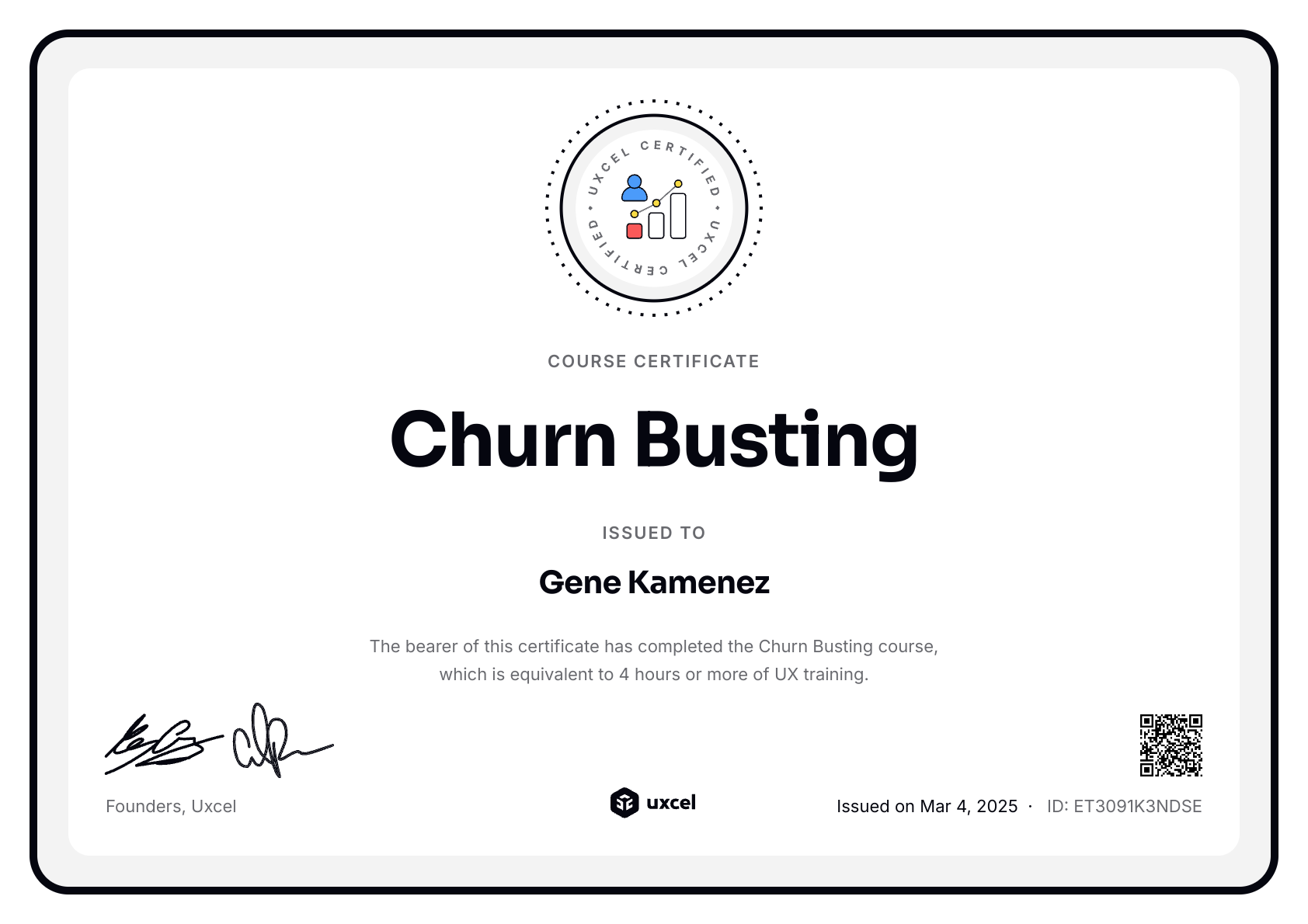 Churn Busting Certificate